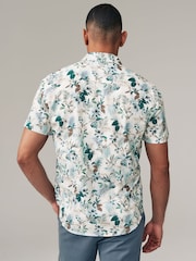 Ecru Hawaiian Regular Fit 100% Cotton Printed Short Sleeve Shirt - Image 4 of 8