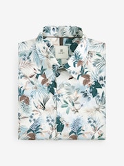 Ecru Hawaiian Regular Fit 100% Cotton Printed Short Sleeve Shirt - Image 6 of 8