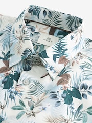 Ecru Hawaiian Regular Fit 100% Cotton Printed Short Sleeve Shirt - Image 7 of 8