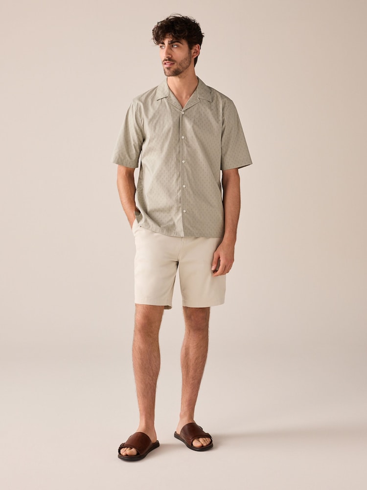 Sage Green Short Sleeve Shirt With Cuban Collar - Image 2 of 7