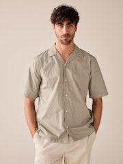 Sage Green Short Sleeve Shirt With Cuban Collar - Image 3 of 7