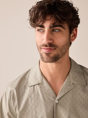 Sage Green Short Sleeve Shirt With Cuban Collar - Image 5 of 7