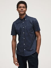 Navy Blue Easy Iron Button Down Short Sleeve Oxford Shirt - Image 1 of 7
