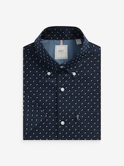 Navy Blue Easy Iron Button Down Short Sleeve Oxford Shirt - Image 2 of 7