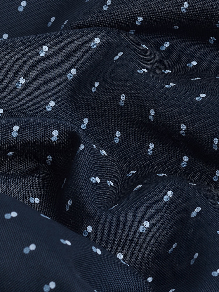 Navy Blue Easy Iron Button Down Short Sleeve Oxford Shirt - Image 4 of 7