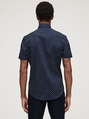 Navy Blue Easy Iron Button Down Short Sleeve Oxford Shirt - Image 6 of 7