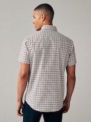 White/Green Gingham Easy Iron Button Down Short Sleeve Oxford Shirt - Image 3 of 7