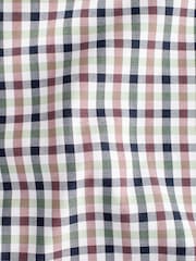 White/Green Gingham Easy Iron Button Down Short Sleeve Oxford Shirt - Image 7 of 7