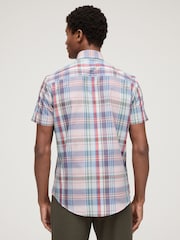 Light Pink Madras Check Easy Iron Button Down Short Sleeve Oxford Shirt - Image 2 of 7