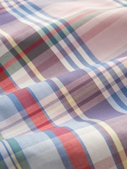 Light Pink Madras Check Easy Iron Button Down Short Sleeve Oxford Shirt - Image 6 of 7
