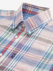 Light Pink Madras Check Easy Iron Button Down Short Sleeve Oxford Shirt - Image 7 of 7