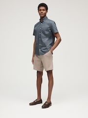 Petrol Blue Short Sleeve Easy Iron Button Down Oxford Shirt - Image 2 of 7