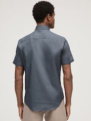 Petrol Blue Short Sleeve Easy Iron Button Down Oxford Shirt - Image 3 of 7