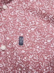 Burgundy Red Floral Easy Iron With Button Down Collar Short Sleeve Oxford Shirt - Image 5 of 8