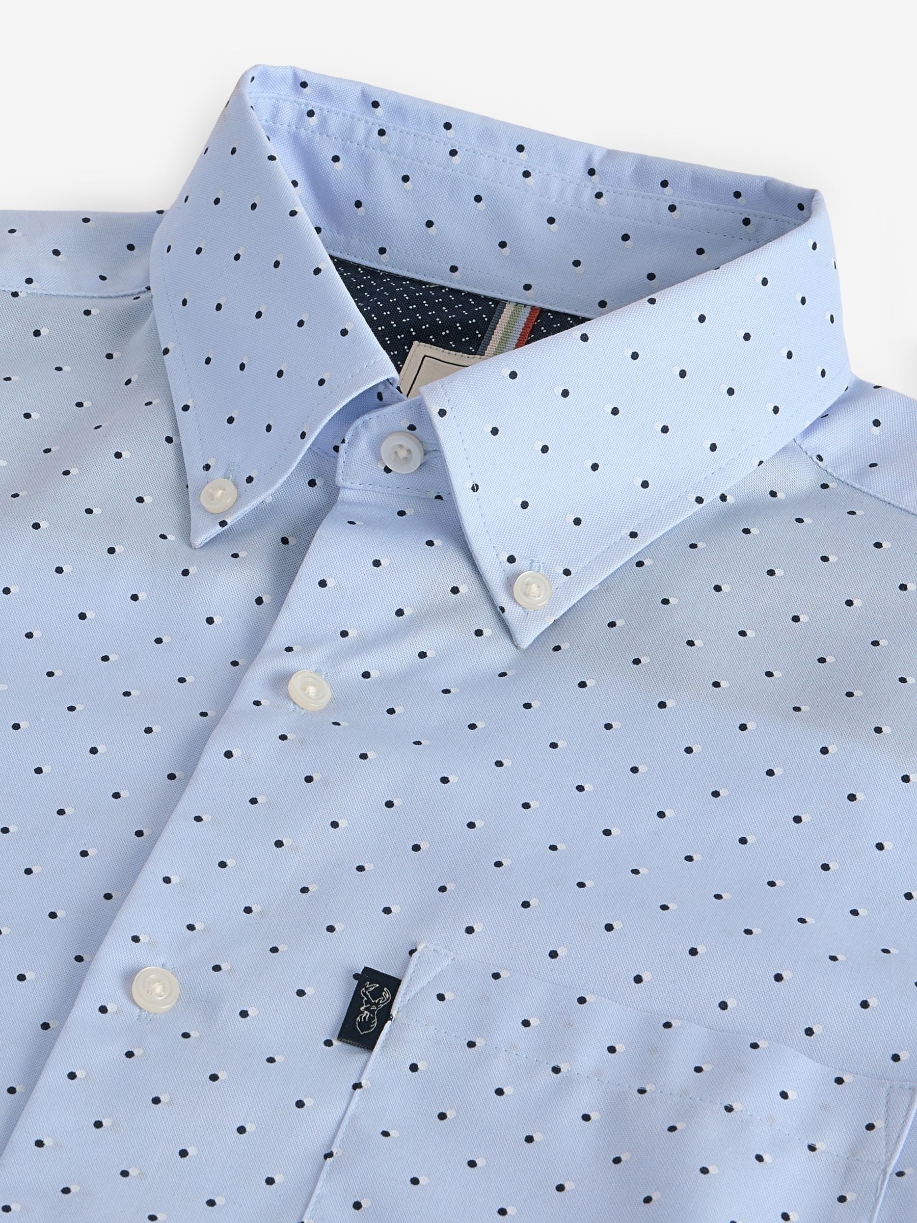 Buy Light Blue Easy Iron Button Down Short Sleeve Oxford