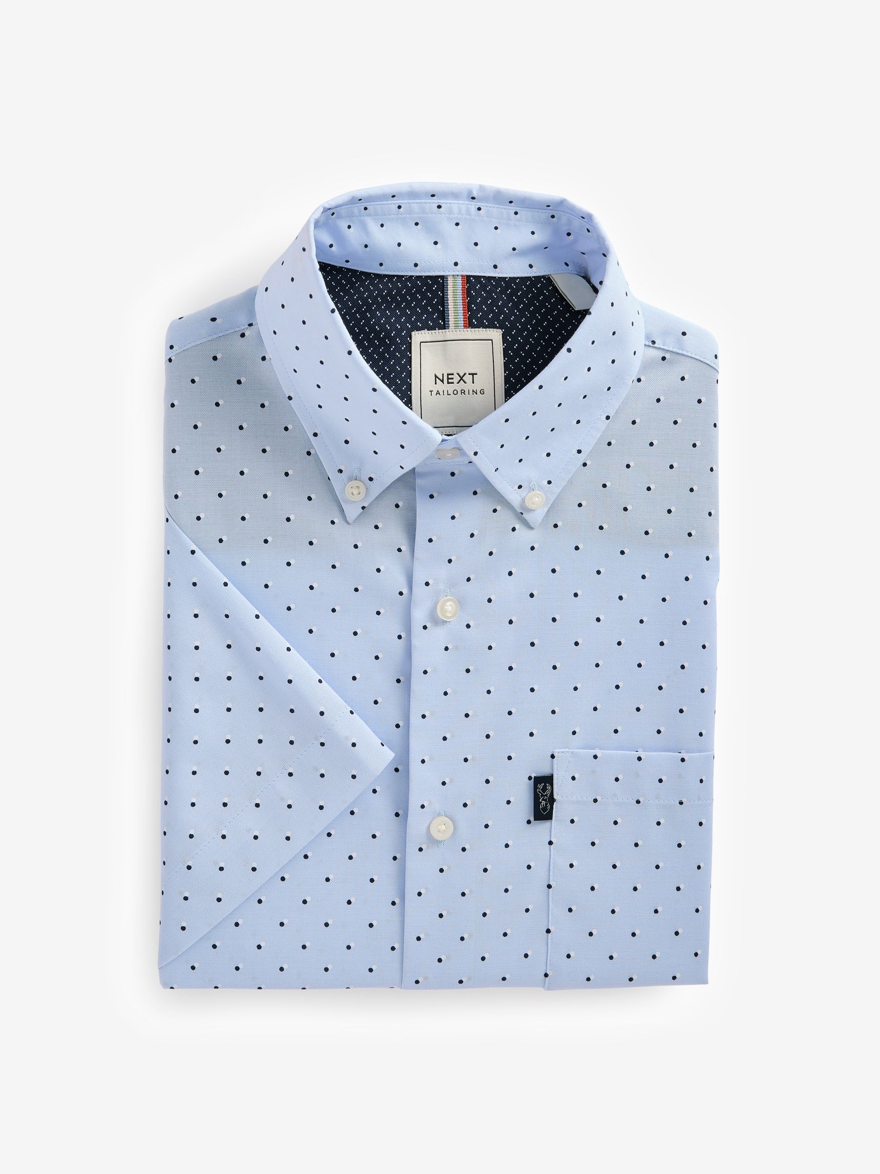 Buy Light Blue Easy Iron Button Down Short Sleeve Oxford