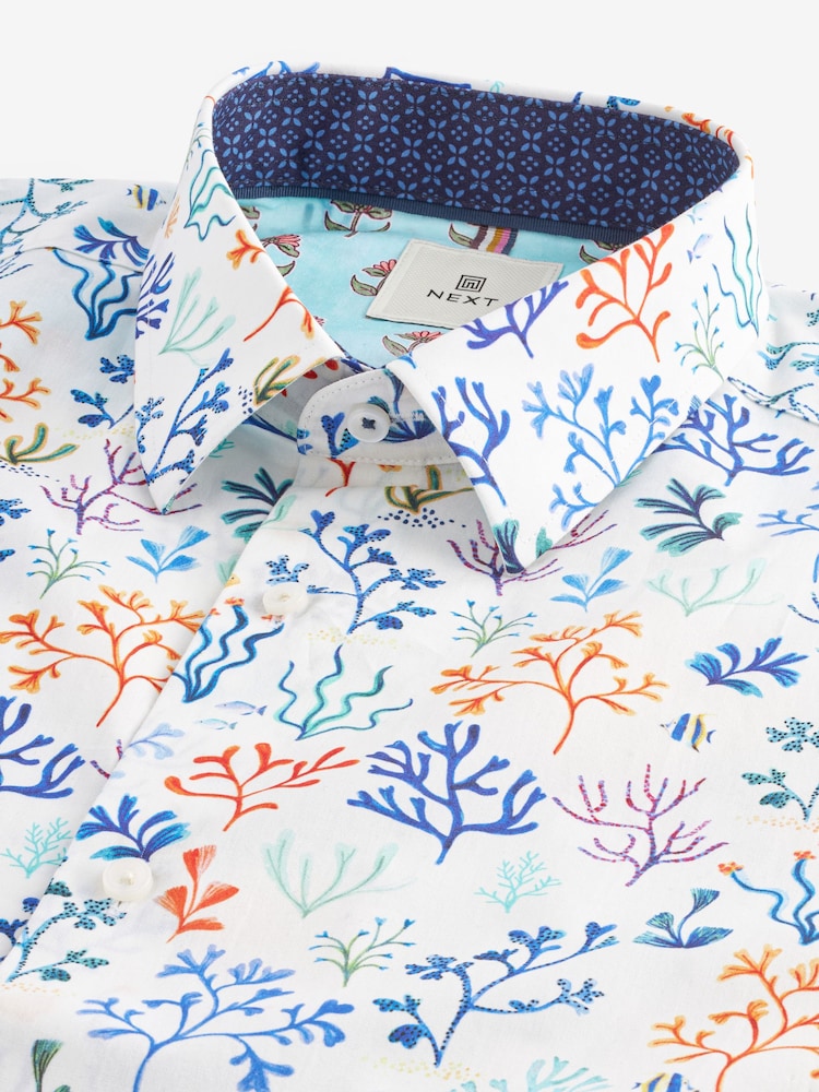 White Coral Regular Fit Printed Short Sleeve Shirt - Image 6 of 7