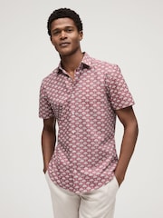 Coral Pink Sun Easy Iron Button Down Short Sleeve Oxford Shirt - Image 1 of 7