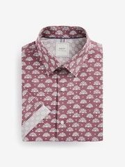 Coral Pink Sun Easy Iron Button Down Short Sleeve Oxford Shirt - Image 5 of 7