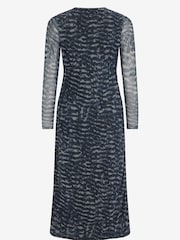 Mint Velvet Blue Abstract Print Mesh Midi Dress - Image 4 of 4