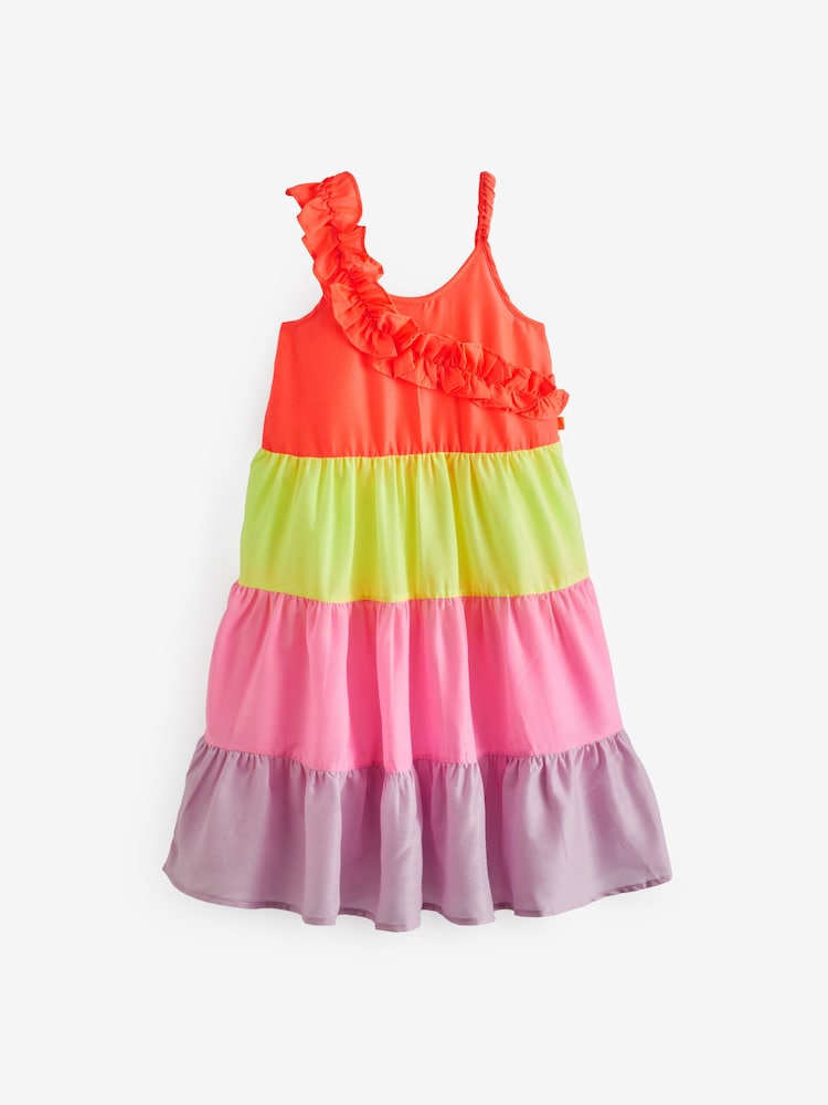 Billieblush Pink Colourblock Tier Dress With Frill Detail - Image 1 of 1