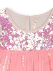 Billieblush Pink Glitter Mesh Frill Sleeve Party Dress - Image 3 of 3