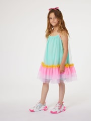 Billieblush Green Sleeveless Dress With Rainbow Mesh Tutu - Image 1 of 5