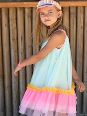 Billieblush Green Sleeveless Dress With Rainbow Mesh Tutu - Image 2 of 5