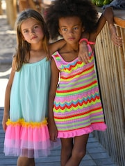 Billieblush Green Sleeveless Dress With Rainbow Mesh Tutu - Image 3 of 5