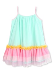 Billieblush Green Sleeveless Dress With Rainbow Mesh Tutu - Image 4 of 5