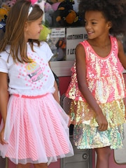 Billieblush Pink Colourblock Sequin Party Dress & Scrunchie Set - Image 1 of 5