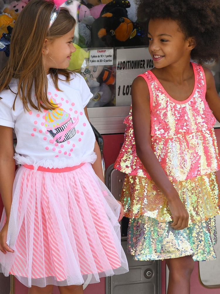 Billieblush Pink Colourblock Sequin Party Dress & Scrunchie Set - Image 1 of 5