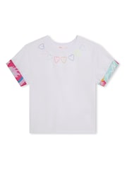 Billieblush Weißes kurzärmliges T-Shirt mit Herzstickerei und kontrastierendem Saum aus 100 % Baumwolle - Bild 1 von 3