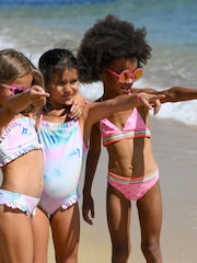 Billieblush Pink Rainbow Shimmer Frill Swimming Costume - Image 1 of 5