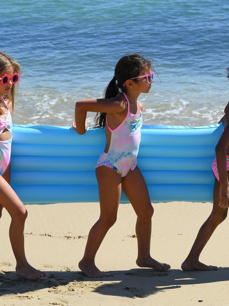 Billieblush Pink Rainbow Shimmer Frill Swimming Costume - Image 2 of 5