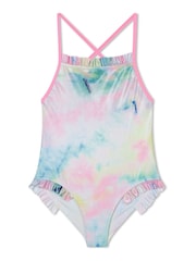 Billieblush Pink Rainbow Shimmer Frill Swimming Costume - Image 3 of 5