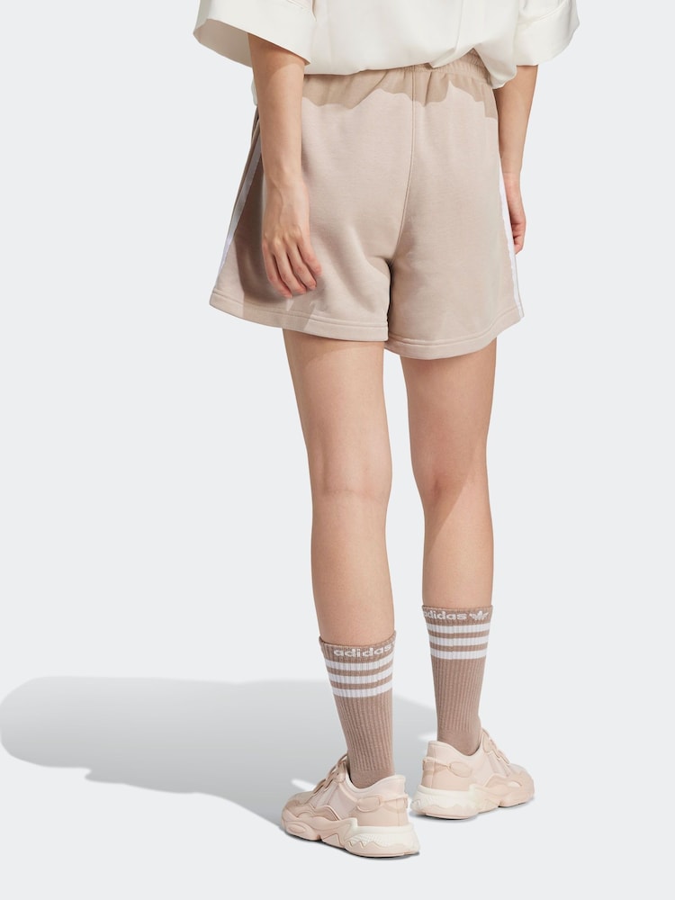 adidas Originals Beige 3-Stripes Shorts - Image 2 of 6
