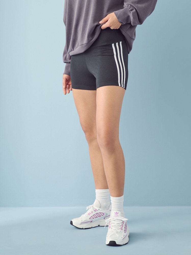 adidas Originals Black/White 3-Stripes Shorts - Image 1 of 7