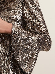 Phase Eight Gold Metallics Jemima Sequin Shift Mini Dress - Image 5 of 6