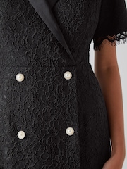 LK Bennett Nathalie Lace Tuxedo Black Dress - Image 3 of 4