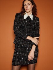 LK Bennett Angelica Multi Fleck Italian Tweed Black Jacket - Image 1 of 5