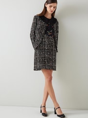 LK Bennett Angelica Multi Fleck Italian Tweed Black Jacket - Image 2 of 5