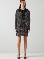 LK Bennett Angelica Multi Fleck Italian Tweed Black Jacket - Image 4 of 5