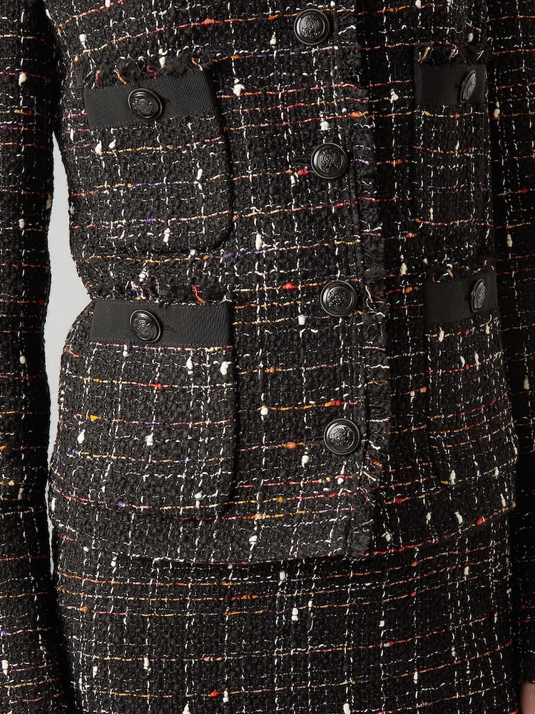 LK Bennett Angelica Multi Fleck Italian Tweed Black Jacket - Image 5 of 5