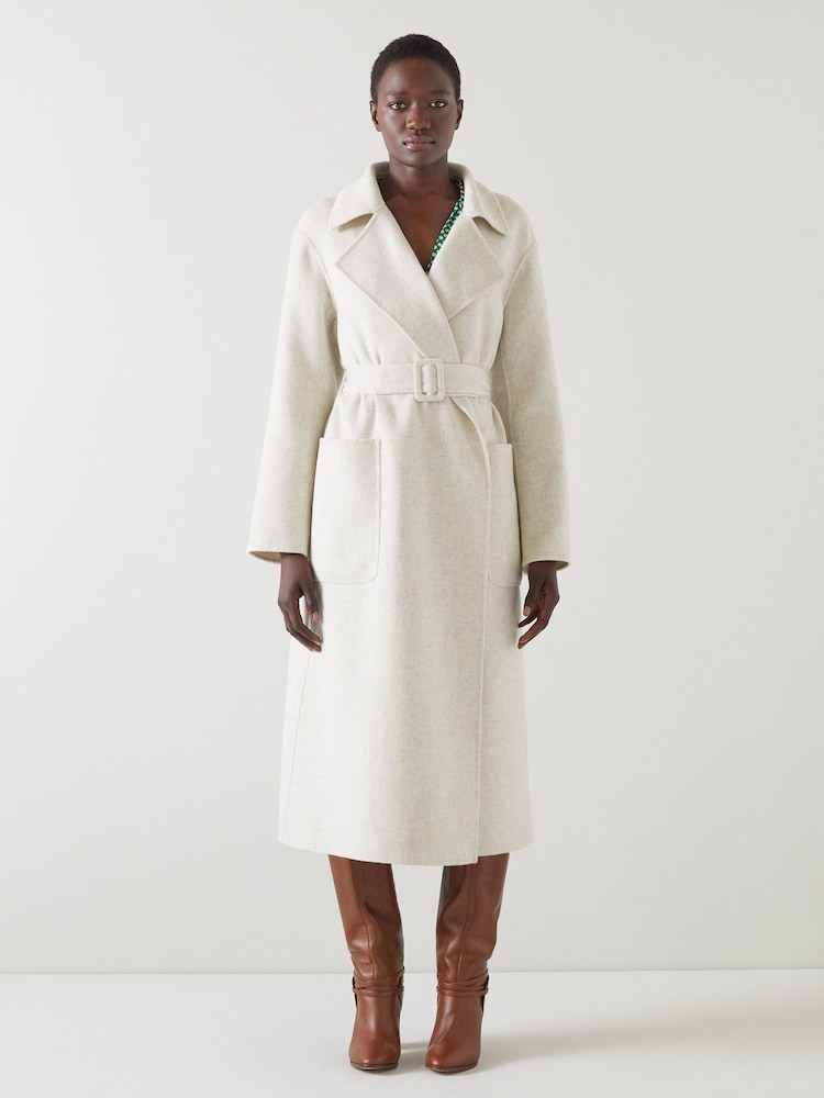 LK Bennett Cream Anderson Double Faced Wool Coat - Image 1 of 6