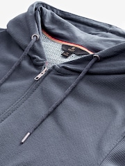 Slate Blue Texture 100% Cotton Lightweight Zip Up Hoodie - Image 10 of 11