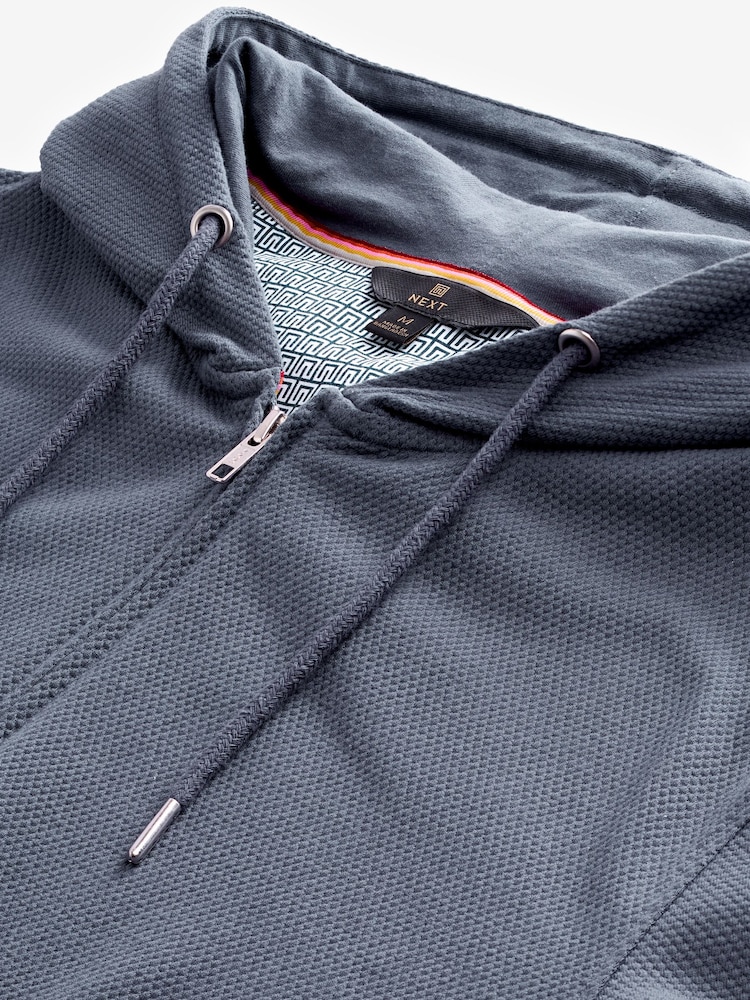 Texture bleu ardoise - 100% Cotton Lightweight Zip Up Sweat-shirt à capuche - Image 10 of 11