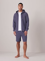 Slate Blue Texture 100% Cotton Lightweight Zip Up Hoodie - Image 2 of 11