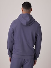 Slate Blue Texture 100% Cotton Lightweight Zip Up Hoodie - Image 4 of 11