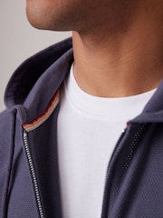 Slate Blue Texture 100% Cotton Lightweight Zip Up Hoodie - Image 5 of 11